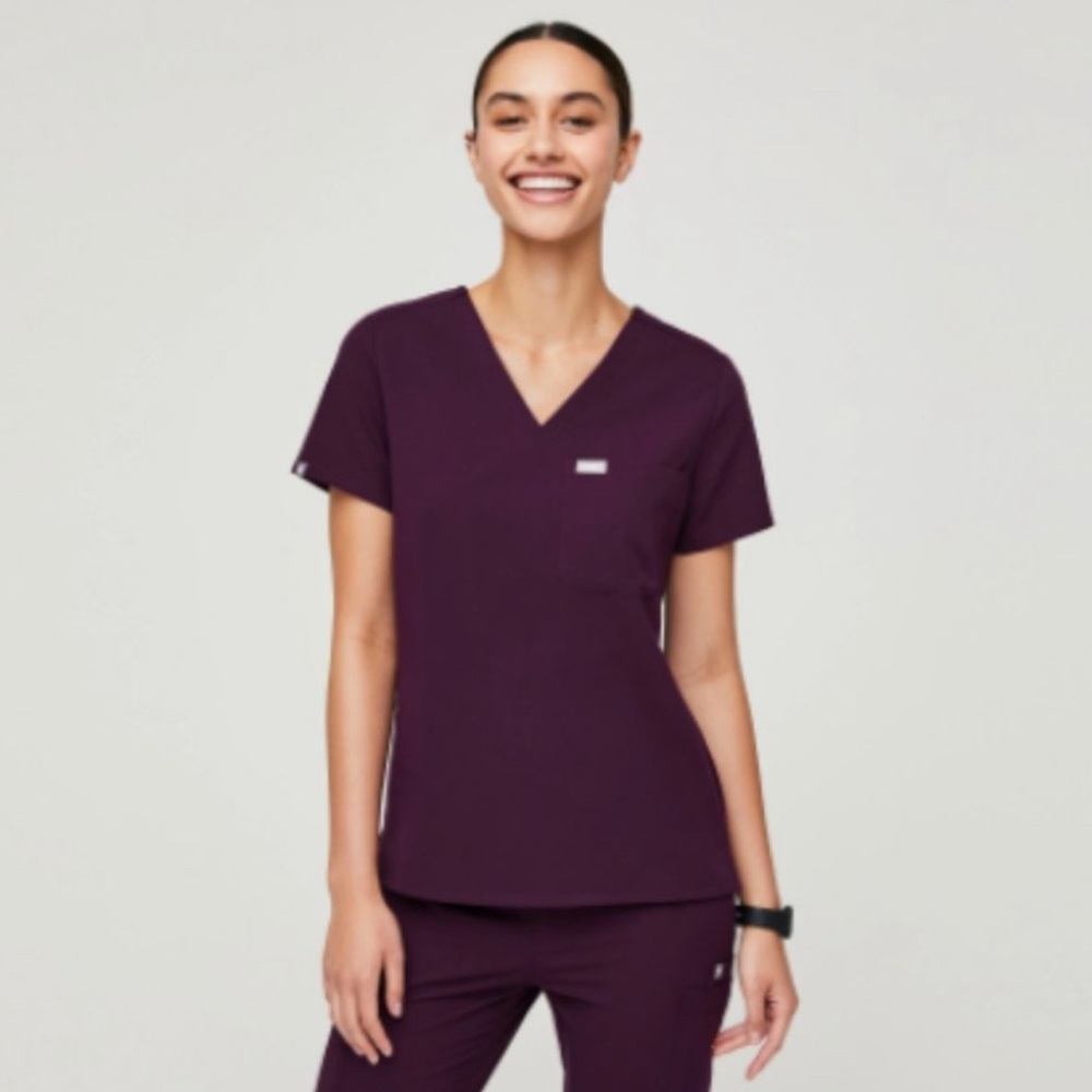 Figs Catarina Scrub Top- Deep Purple